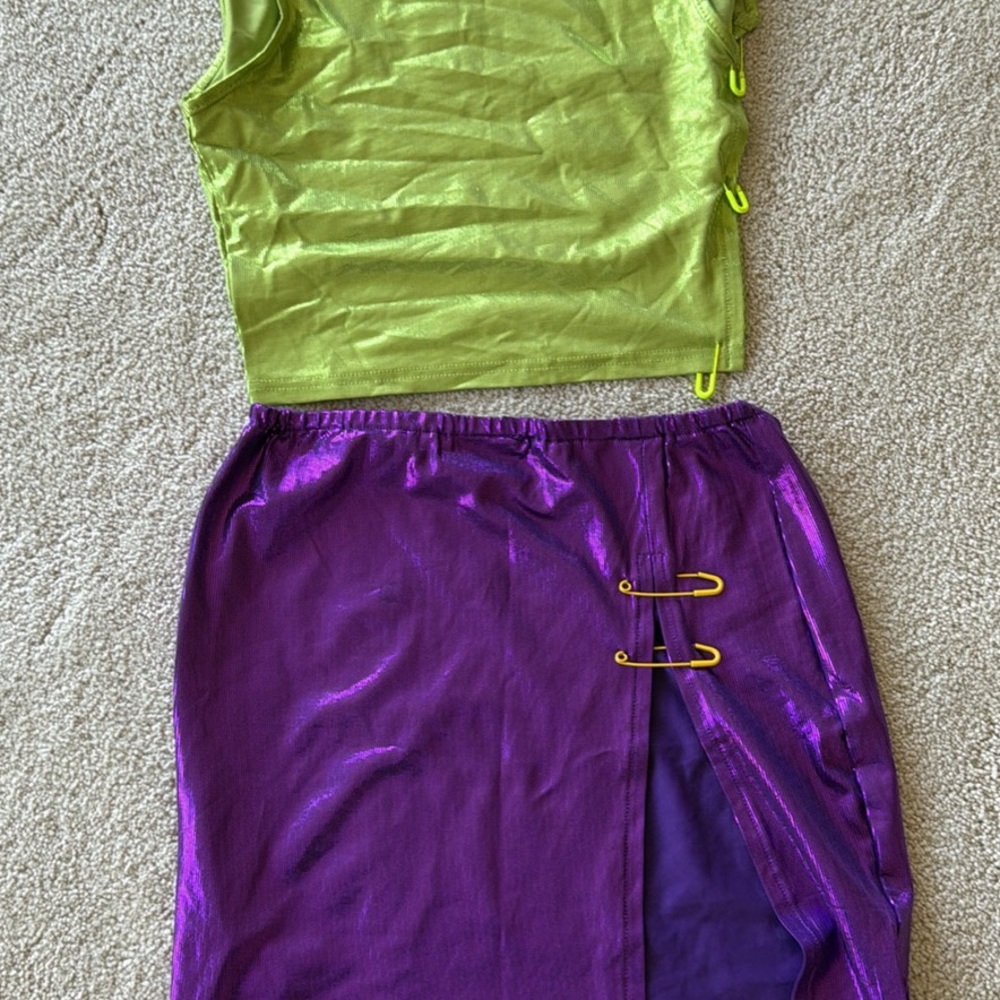 Dua Lipa Costume Sequin Top and Purple Skirt Set Size Small - Picture 2 of 8